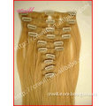 High grade double drawn hair without silicone gold hair clips in remy hair